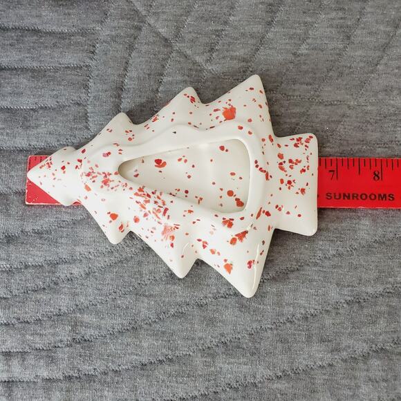 Vintage 70s Ceramic Christmas Tree Candy Nut Dishes X3 Nesting Speckled Confetti - Picture 10 of 11